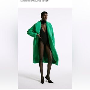 ZARA LIMOTED EDITION FAUX FUR GREEN COAT